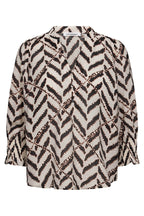Co'Couture MemphisCC Off White Print Short Sleeve V-Neck Blouse