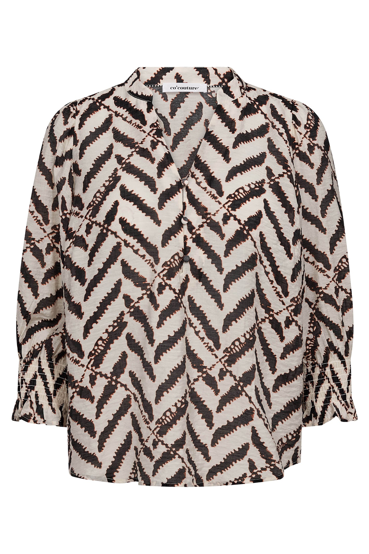 Co'Couture MemphisCC Off White Print Short Sleeve V-Neck Blouse