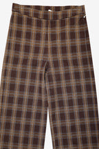 Coco Y Club Chocolate Brown Check Trousers 2622015, packshot showing the waistband and check