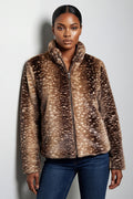 Coco Y Club Chocolate Brown Faux Fur Jacket 2624006, front view