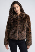 Coco Y Club Chocolate Brown Faux Fur Jacket 2624013, front view