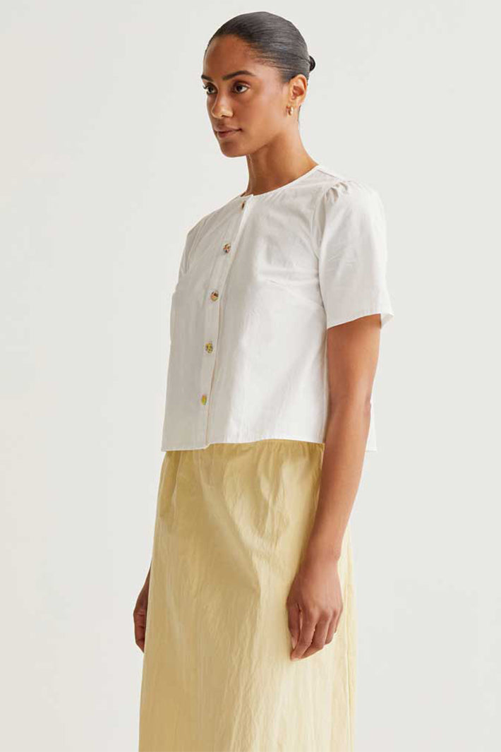 Compania Fantastica 61C 11045 White Short Sleeve Cotton Top