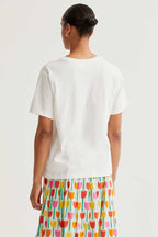 Compania Fantastica 61C 42035 White Tulip Motif T-Shirt