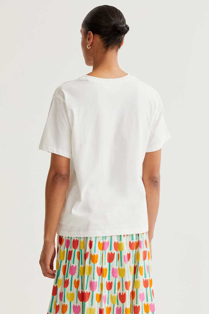 Compania Fantastica 61C 42035 White Tulip Motif T-Shirt