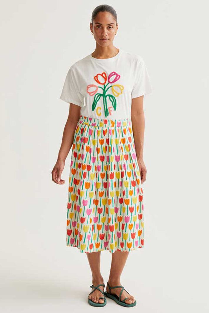 Compania Fantastica 61C 42035 White Tulip Motif T-Shirt