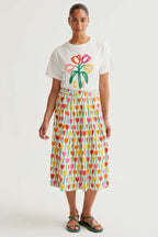 Compania Fantastica 61C 42035 White Tulip Motif T-Shirt