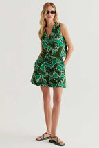 Compania Fantastica 61C 43005 Green Palm Tree Print Waistcoat Top