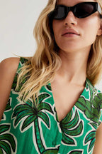 Compania Fantastica 61C 43005 Green Palm Tree Print Waistcoat Top