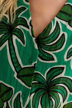 Compania Fantastica 61C 43005 Green Palm Tree Print Waistcoat Top