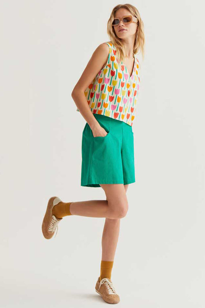 Compania Fantastica 61C 43013 Multicolour Tulipa Print Waistcoat Top