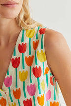 Compania Fantastica 61C 43013 Multicolour Tulipa Print Waistcoat Top