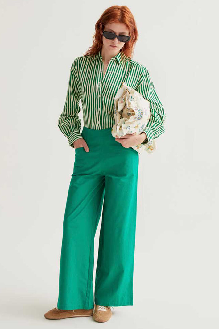 Compania Fantastica 61C 43018 Green Wide Leg Pull-On Trousers
