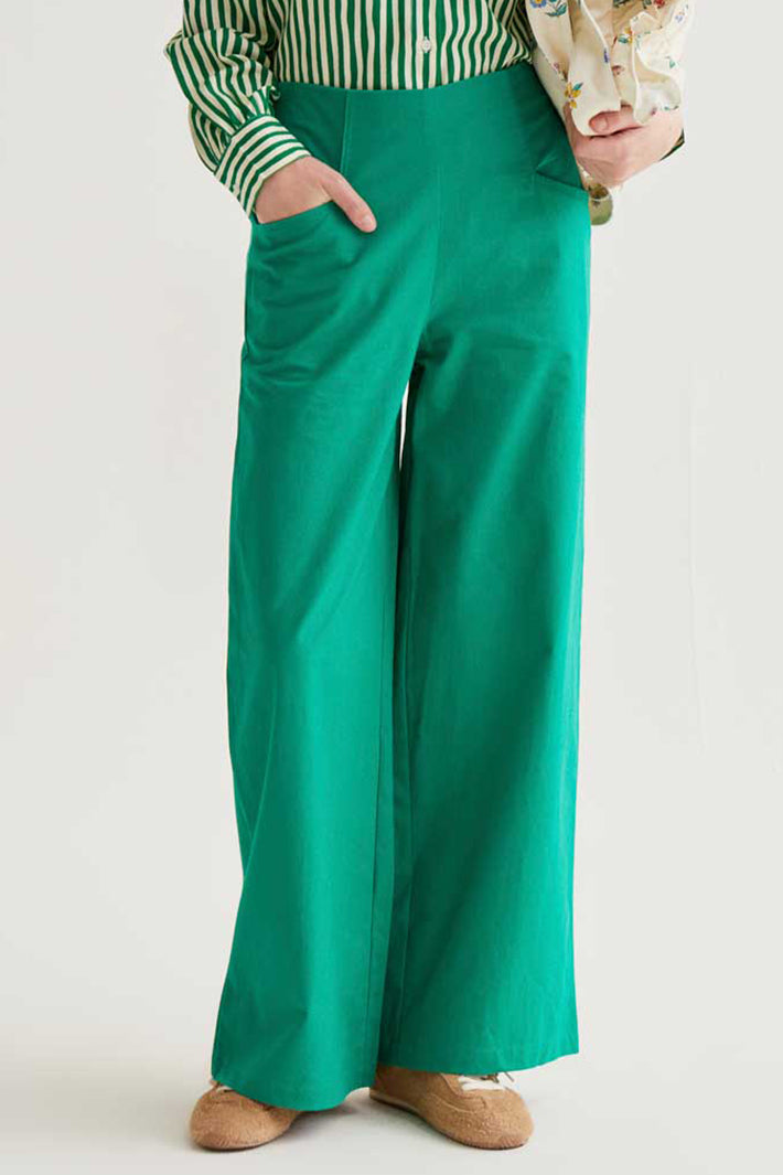 Compania Fantastica 61C 43018 Green Wide Leg Pull-On Trousers