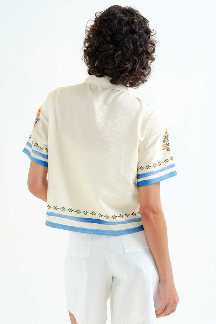 Compania Fantastica 62C 11119 Offwhite Palm Mermaid Print Shirt