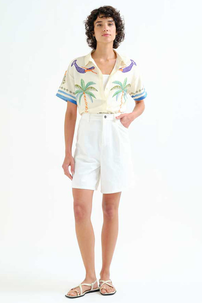 Compania Fantastica 62C 11119 Offwhite Palm Mermaid Print Shirt