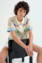 Compania Fantastica 62C 11119 Offwhite Palm Mermaid Print Shirt