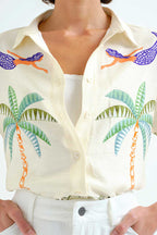 Compania Fantastica 62C 11119 Offwhite Palm Mermaid Print Shirt