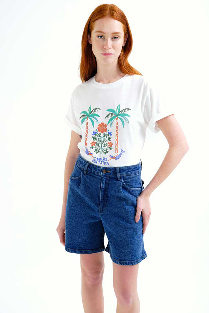 Compania Fantastica 62C 42108 White Palm Mermaid Print T-Shirt