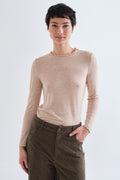 Compania Fantastica Beige Lettuce Edge Long Sleeve Top 63C/11092, front view