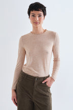 Compania Fantastica Beige Lettuce Edge Long Sleeve Top 63C/11092, front view