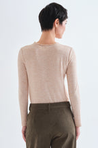 Compania Fantastica Beige Lettuce Edge Long Sleeve Top 63C/11092, back view