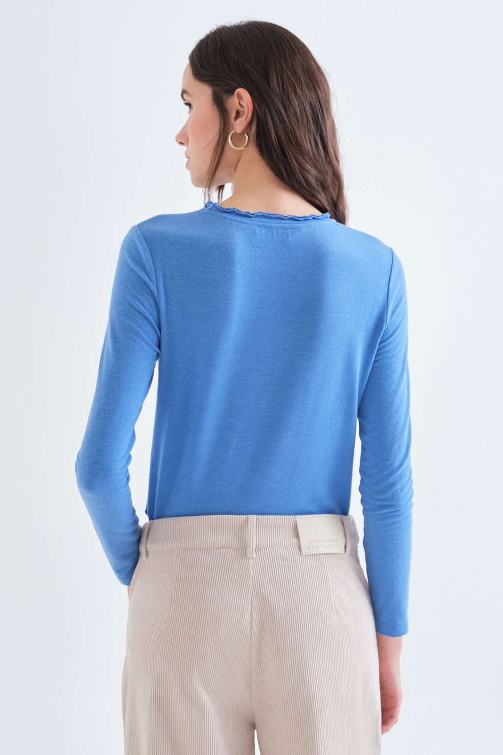Compania Fantastica Blue Lettuce Edge Long Sleeve Top 63C/11093, back view