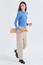 Compania Fantastica Blue Lettuce Edge Long Sleeve Top 63C/11093, worn walking with cord trousers