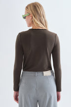 Compania Fantastica Brown Lettuce Edge Long Sleeve Top 63C/11090, back view