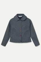 Compania Fantastica Navy Blue Striped Cropped Jacket 63C/11012, packshot