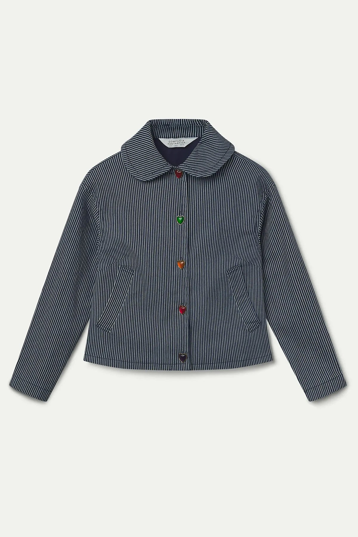 Compania Fantastica Navy Blue Striped Cropped Jacket 63C/11012, packshot