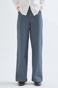 Compania Fantastica Navy Blue Striped Wide Leg Jeans 63C/11013, front view