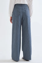 Compania Fantastica Navy Blue Striped Wide Leg Jeans 63C/11013, back view