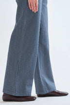 Compania Fantastica Navy Blue Striped Wide Leg Jeans 63C/11013, leg and hem detail