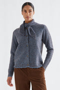 Compania Fantastica Stripes Blue Tie Neck Knit Cardigan 64C/10262, front view