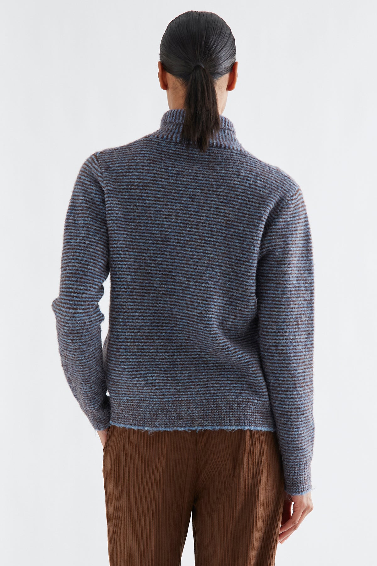 Compania Fantastica Stripes Blue Tie Neck Knit Cardigan 64C/10262, back view