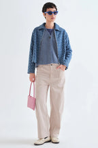 Compania Fantastica Stripes Blue V-Neck Knit Cardigan 63C/10245, full length
