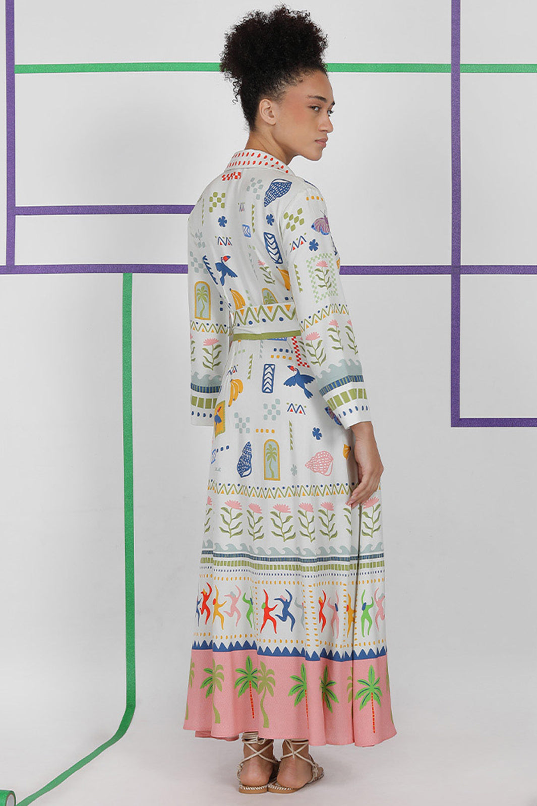 Conditions Apply Estna Multicolour Maxi Shirt Dress CA403532