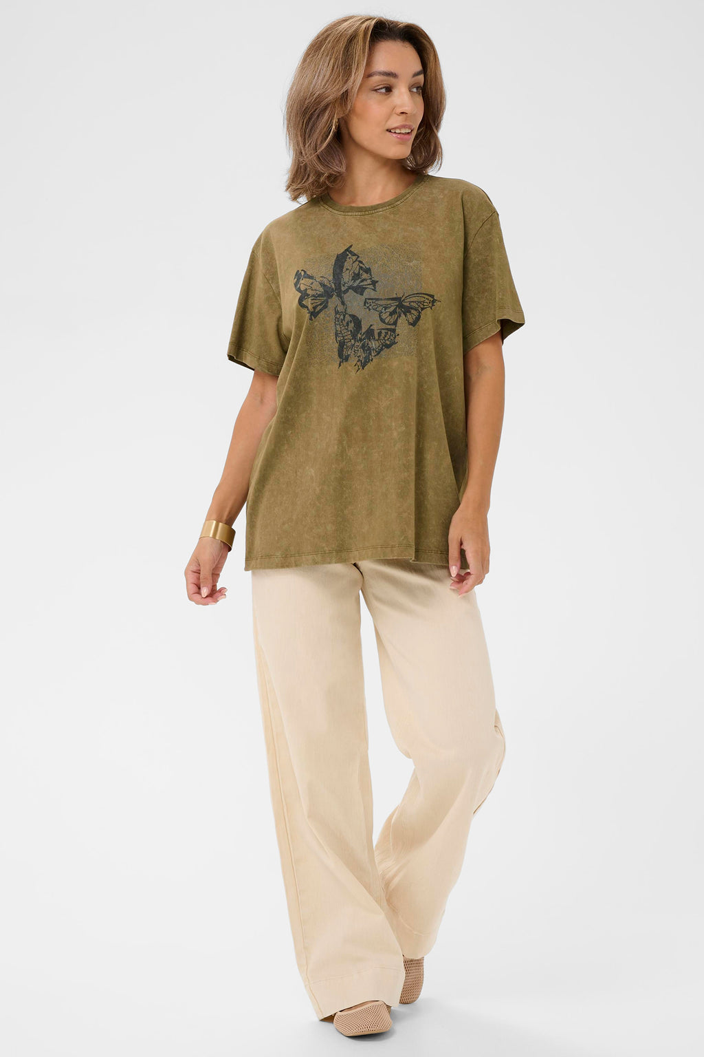 Cream Clothing CRCarmen Pitch Black Butterfly T-Shirt 10614822 109227