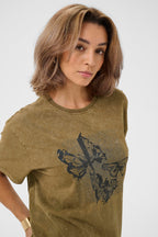 Cream Clothing CRCarmen Pitch Black Butterfly T-Shirt 10614822 109227