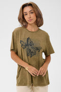 Cream Clothing CRCarmen Pitch Black Butterfly T-Shirt 10614822 109227