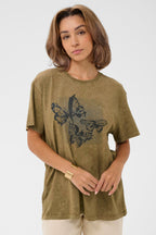 Cream Clothing CRCarmen Pitch Black Butterfly T-Shirt 10614822 109227