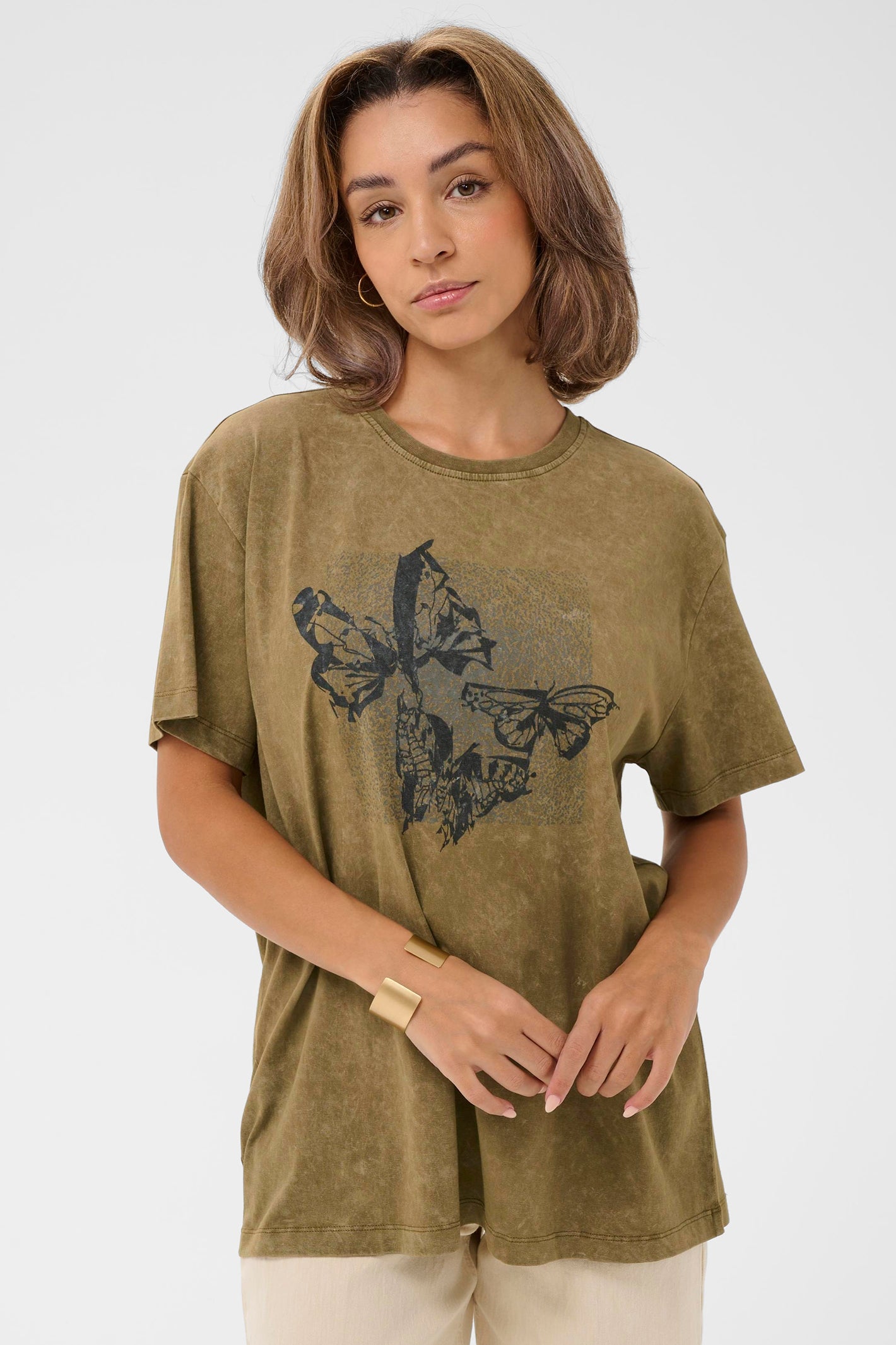 Cream Clothing CRCarmen Pitch Black Butterfly T-Shirt 10614822 109227