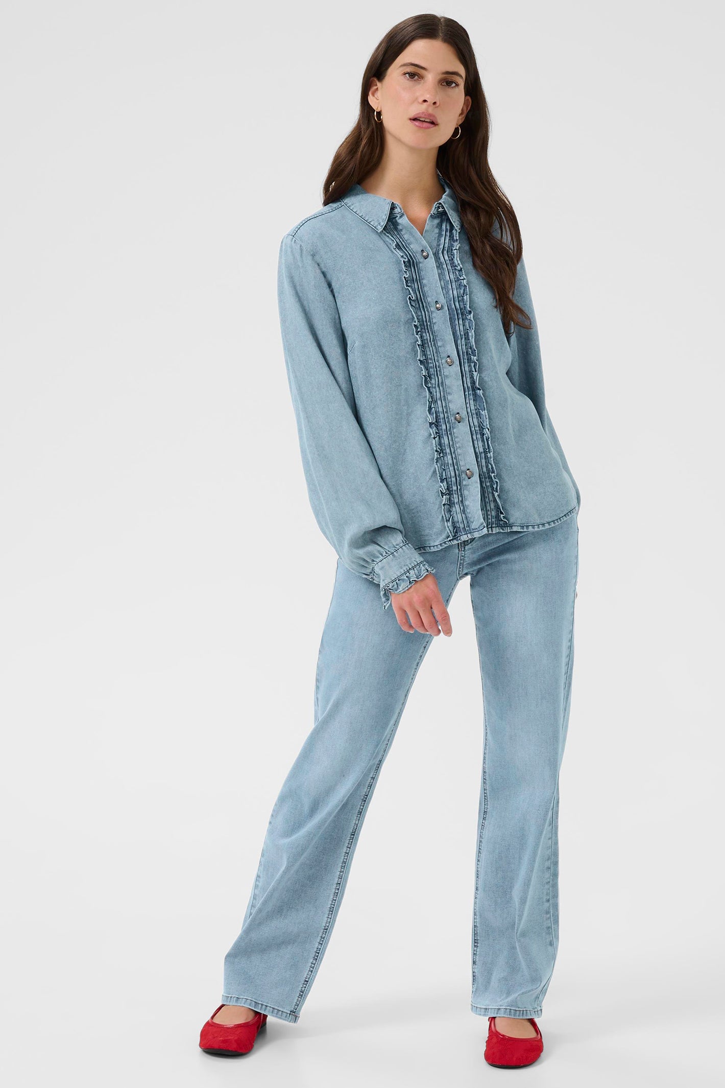 Cream Clothing CREllie Seattle Mid Blue Denim Blouse 10614599 108865