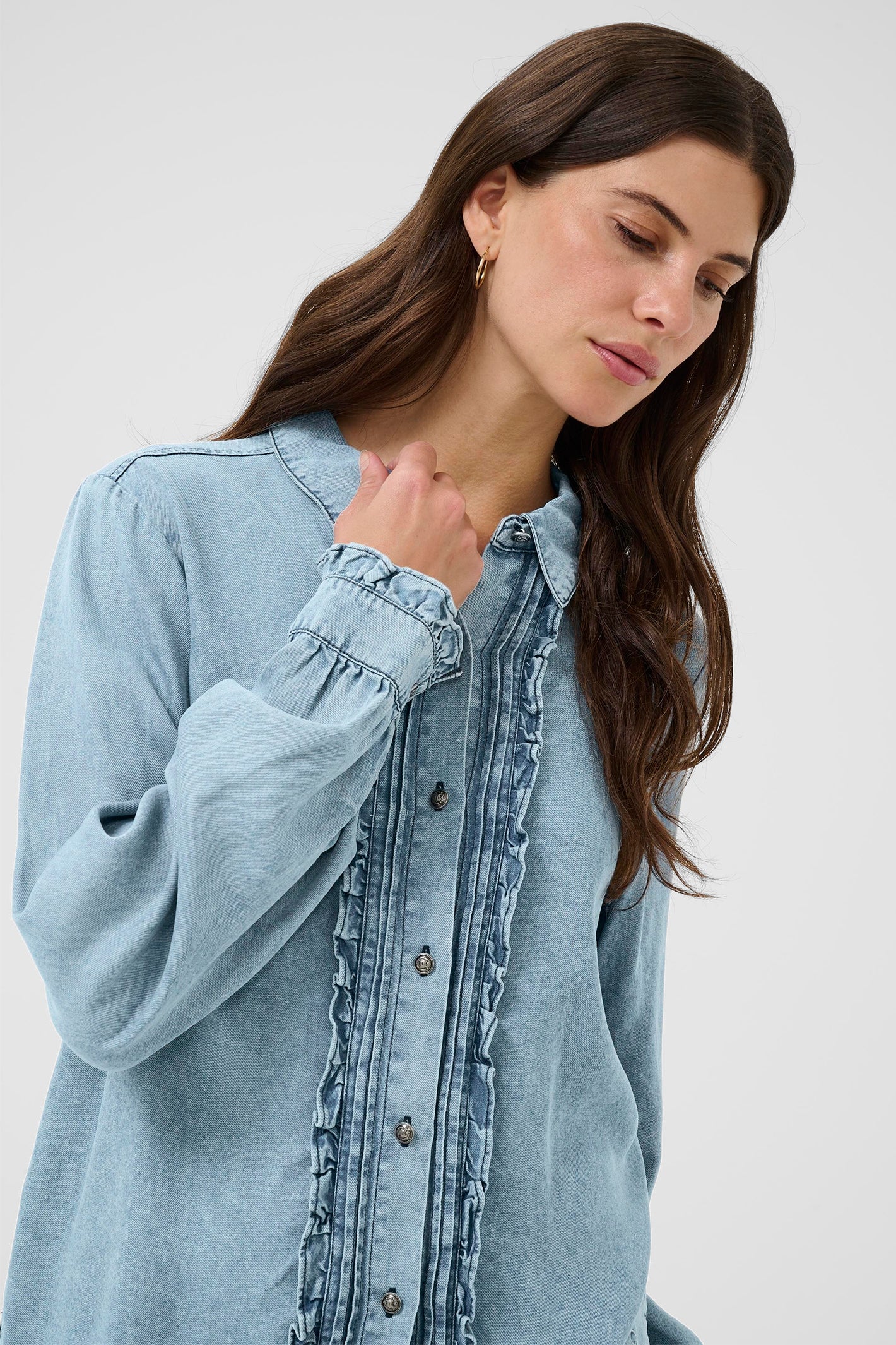 Cream Clothing CREllie Seattle Mid Blue Denim Blouse 10614599 108865