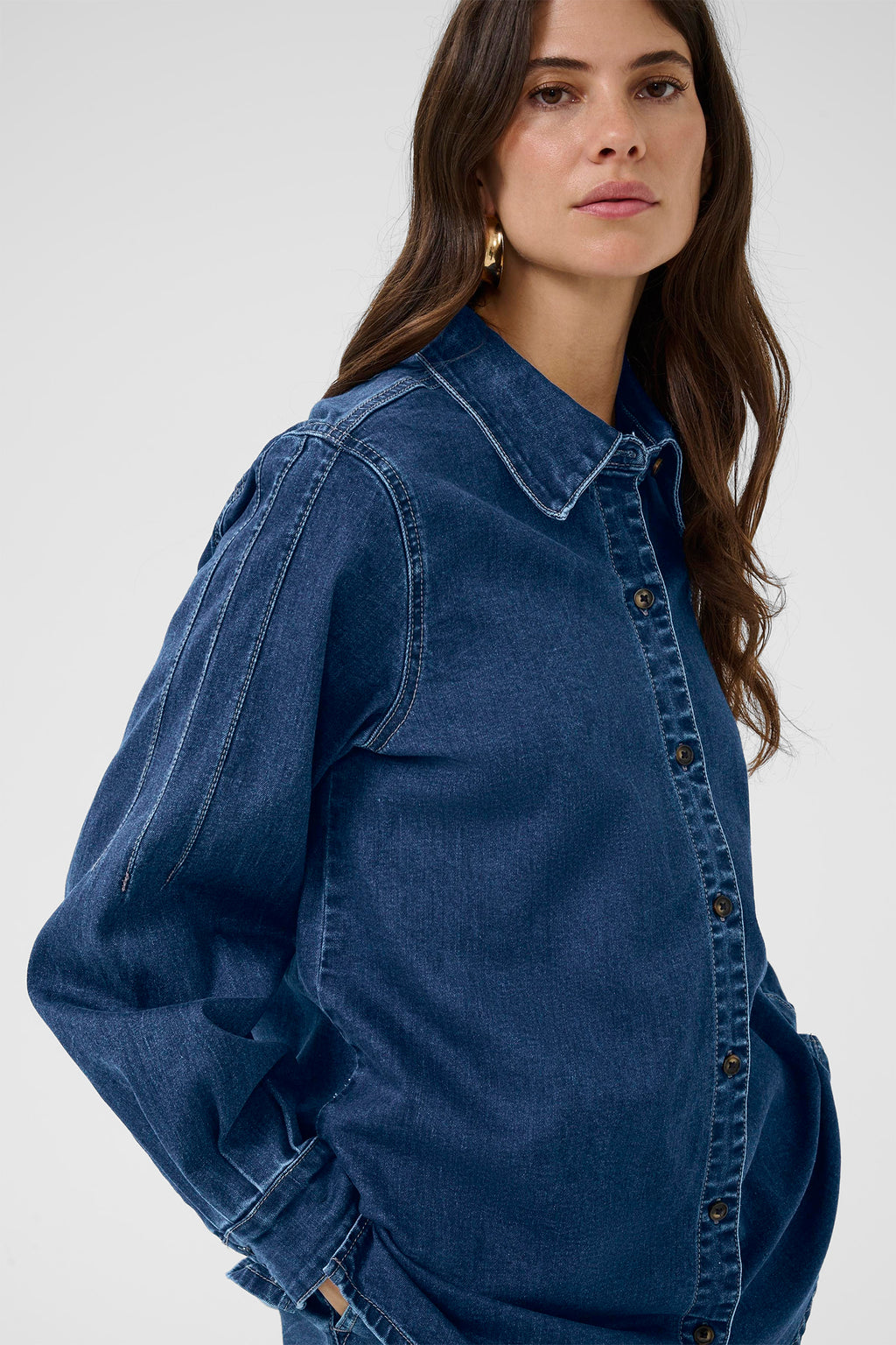 Cream Clothing CRMaddie Oakland Mid Blue Denim Shirt 10614569 108742