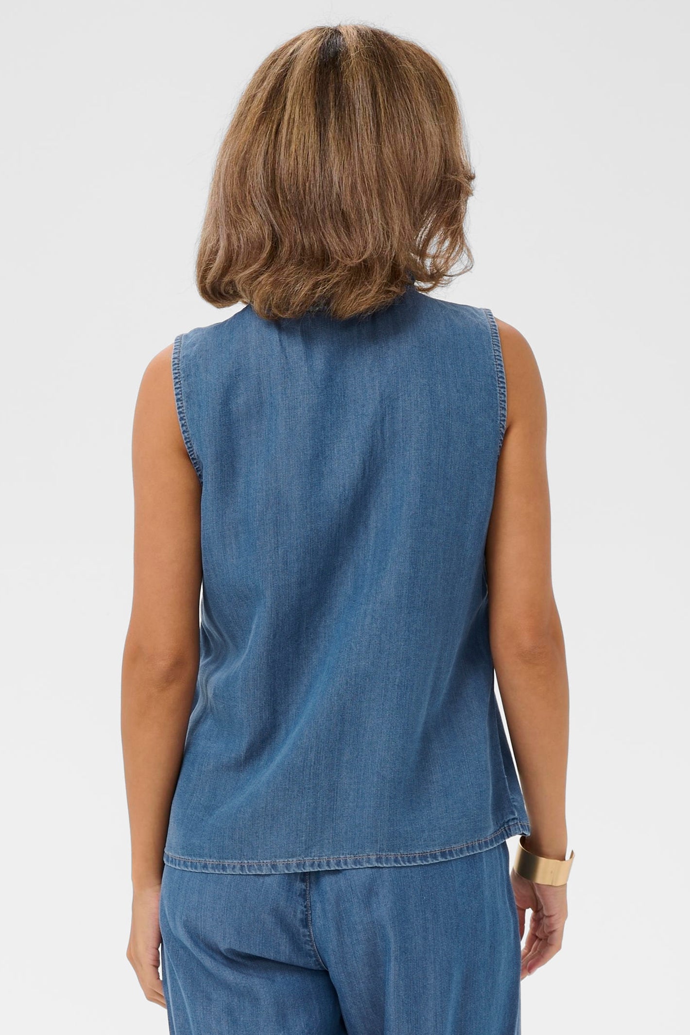 Cream Clothing CRMolly Jaspar Blue Denim Sleeveless Blouse 10614943 109128