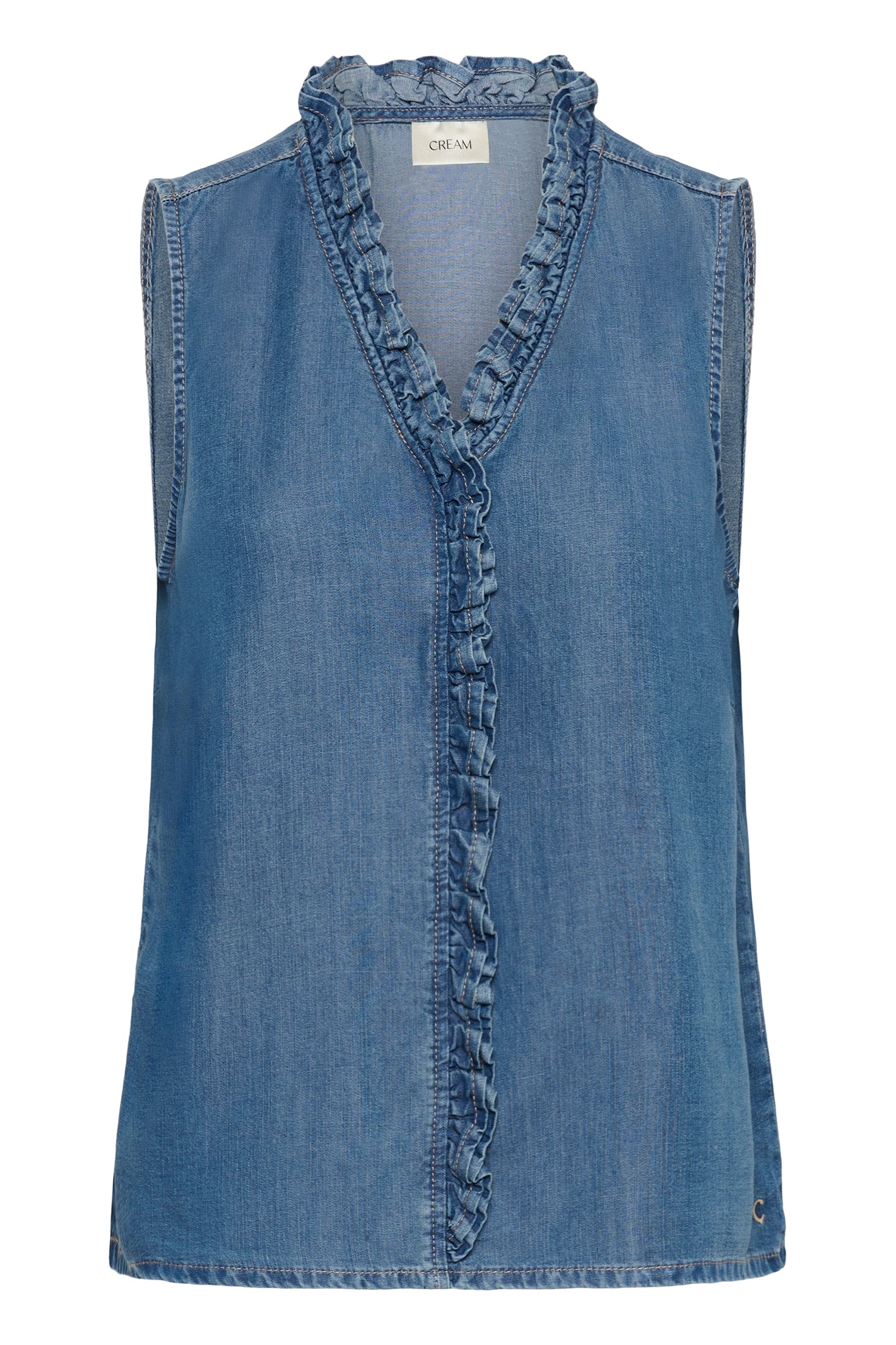 Cream Clothing CRMolly Jaspar Blue Denim Sleeveless Blouse 10614943 109128