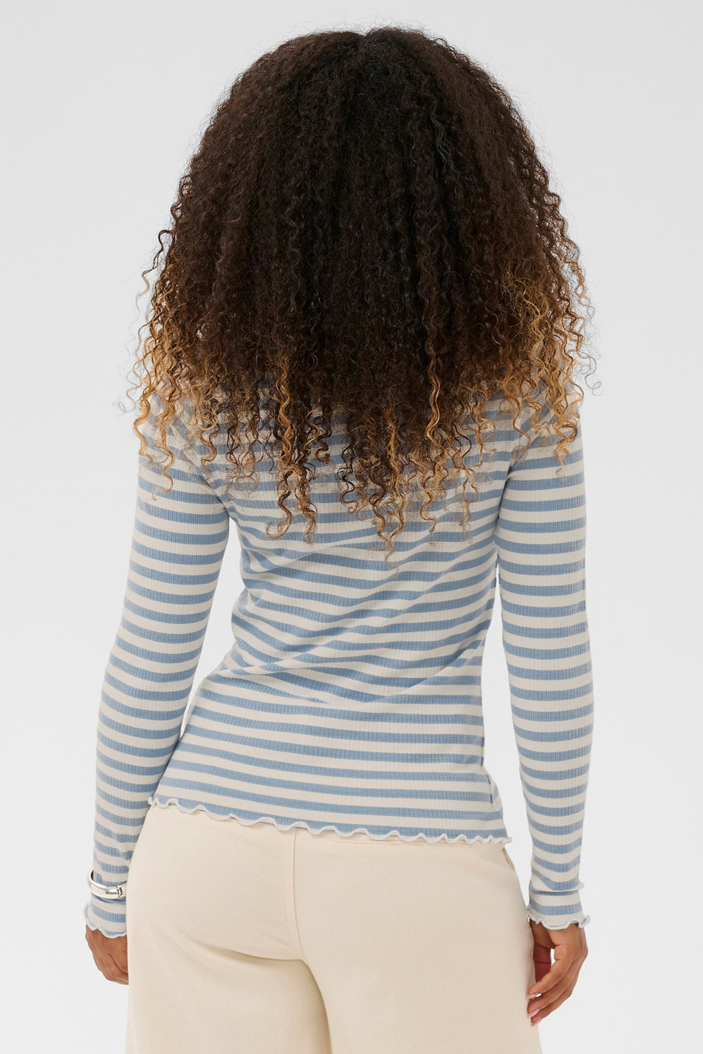 Cream Clothing CRRibba Cashmere Blue Stripe Long Sleeve T-Shirt 10614637 109319