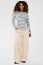 Cream Clothing CRRibba Cashmere Blue Stripe Long Sleeve T-Shirt 10614637 109319