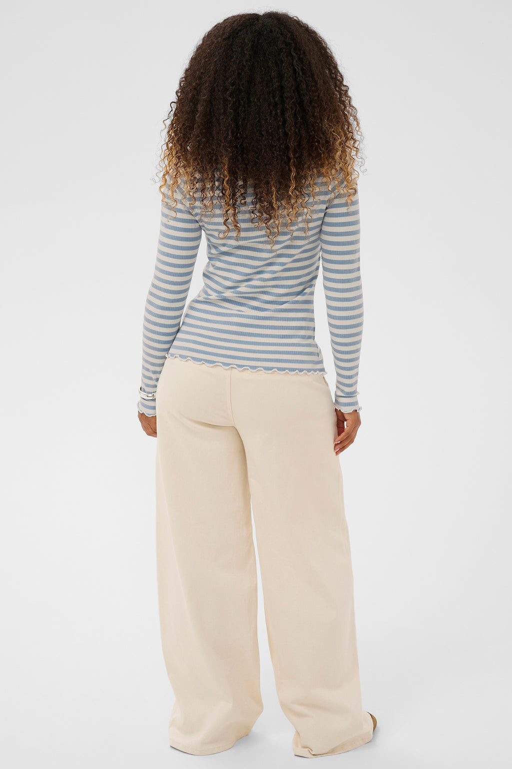 Cream Clothing CRRibba Cashmere Blue Stripe Long Sleeve T-Shirt 10614637 109319